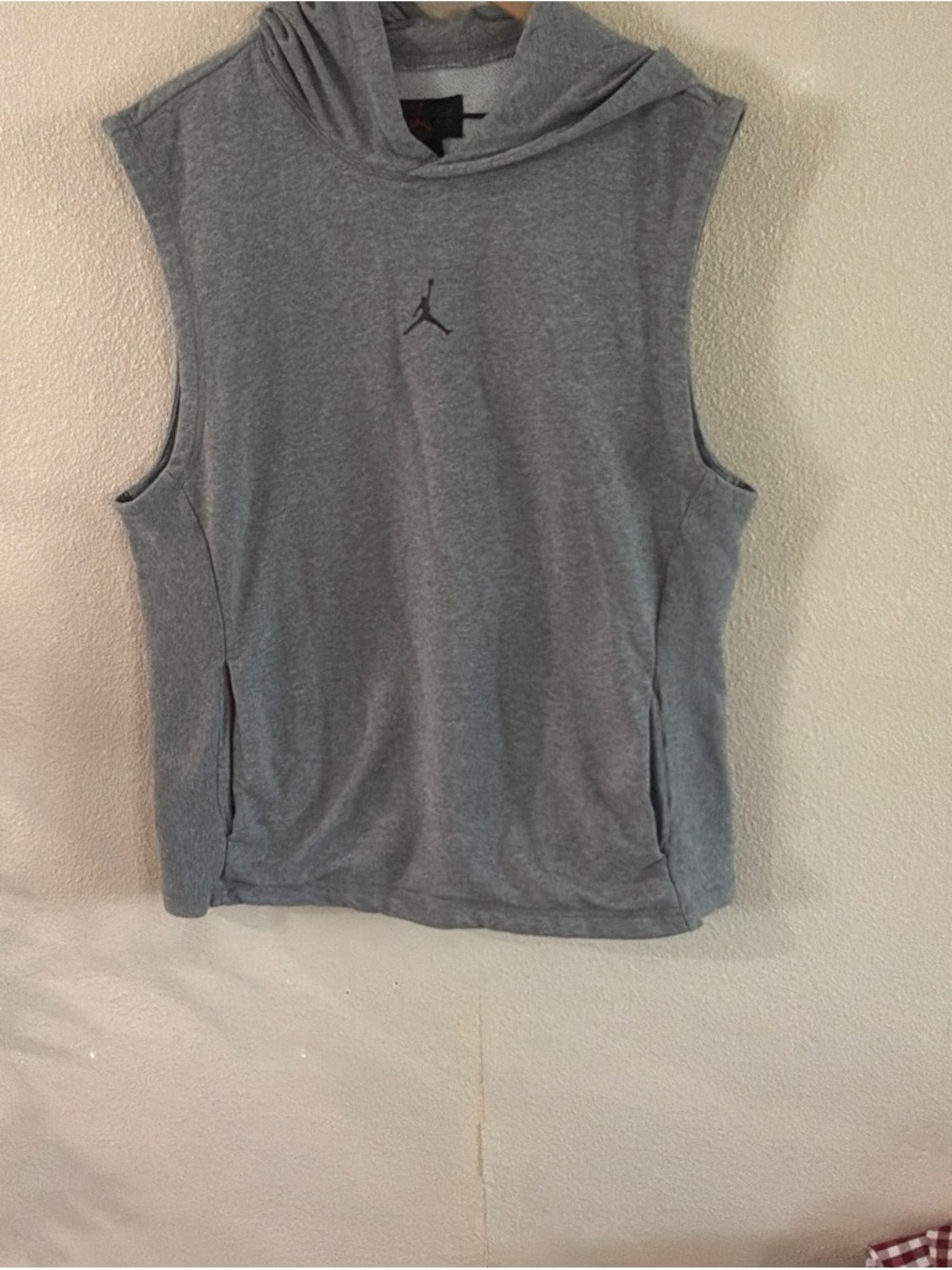 Jordan Sleeveless Hooded Muscle Tee - Light Gray with Black Logo
